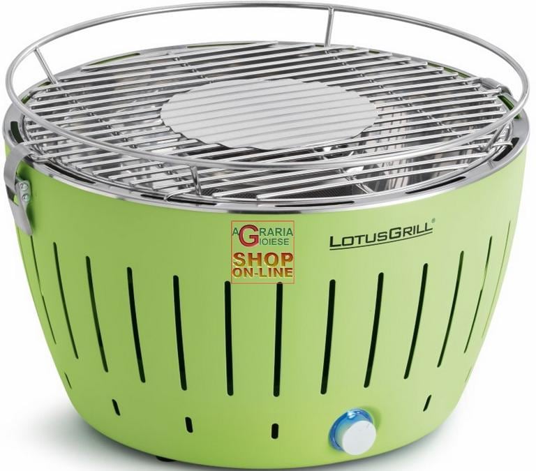 Agraria Gioiese, Lotus Grill, a carbonella, da tavolo e disponibile in tanti colori; il fuoco viene pronto in 3 minuti; il coperchio funziona come contenitore per la carbonella; il grill è dotato di ventilazione a batteria in modo da mantenere fredda la parte esterna, pesa 3,7 Kg; è disponibile anche la borsa per il trasporto. Euro 126